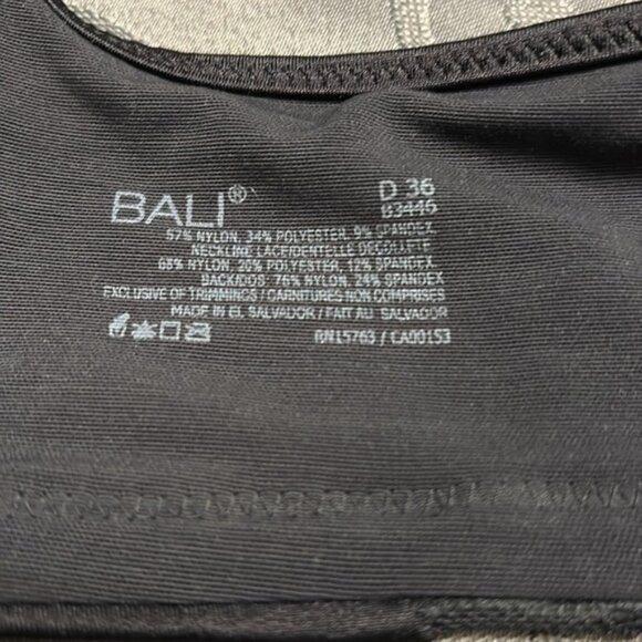 Bali womens blackwiredno padding lace floral print size 36D - Picture 5 of 7